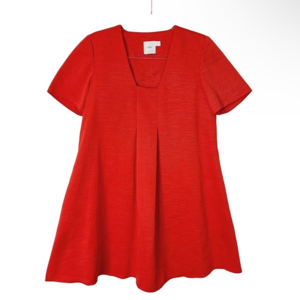 Asos Maternity Dress Womens Size 6 Red Orange Mini Short Sleeves